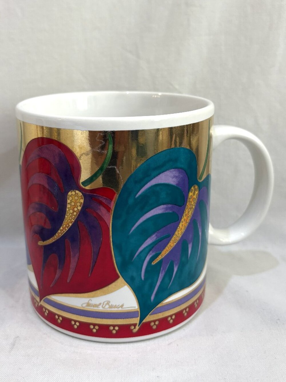 Vintage Laurel Burch Anthurium Ceramic Coffee Mug Made in Japan